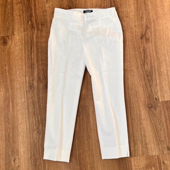 Lands End Mid Rise Slim Leg Ankle White Pants Sz 2P - Picture 1 of 10